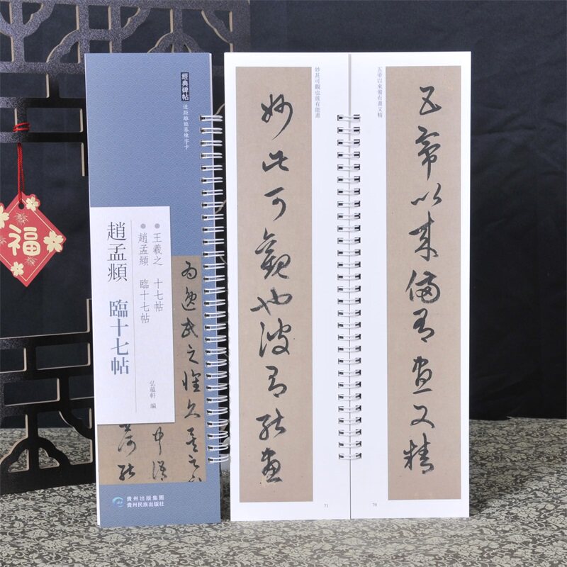 经典碑帖练字卡 赵孟頫 临十七帖 近距离经典碑帖临摹练字卡 原色原帖繁体旁注毛笔书法字帖成人学生临摹范本 贵州民族出版社图片