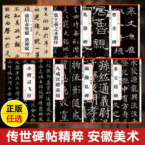 传世碑帖精粹颜真卿多宝塔碑勤礼碑欧阳询九成宫醴泉铭曹全碑礼器碑王羲之圣教序简体旁注楷书隶书行书毛笔书法临摹练字帖安徽美术