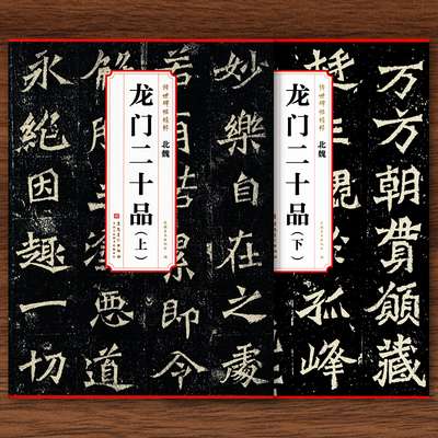 北魏 龙门二十品 上下册传世碑帖精粹高清简体旁注原碑原帖魏碑楷书书法毛笔字帖初学者入门临摹临帖练习教材古帖范本安徽美术