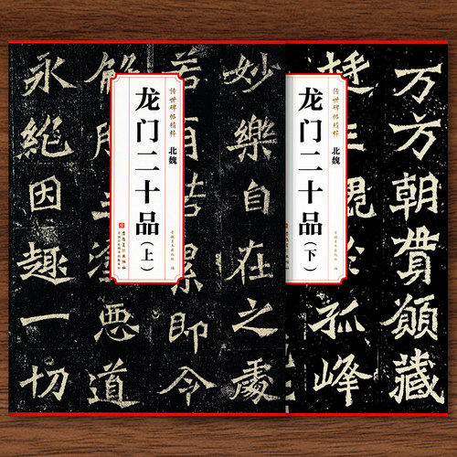 北魏 龙门二十品 上下册传世碑帖精粹高清简体旁注原碑原帖魏碑楷书书法毛笔字帖初学者入门临摹临帖练习教材古帖范本安徽美术