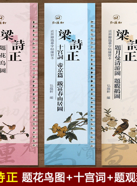 共3册 全文 梁诗正题月曼清游图题观鹅 图题花鸟图 十宫词帝京篇跋富春山居图 近距离临摹字帖练习卡册卡页 原碑帖临摹 繁体旁注