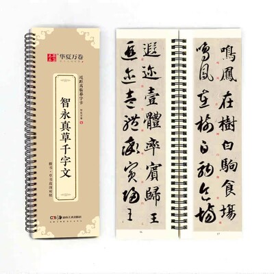 正版 智永真草千字文墨迹本毛笔字帖草书近距离临帖卡临摹字卡 草书毛笔书法字帖活页简体旁注草书行草高清还原临帖练字帖教程