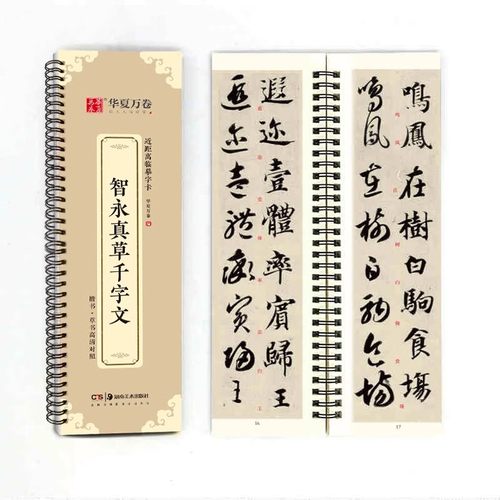 正版 智永真草千字文墨迹本毛笔字帖草书近距离临帖卡临摹字卡 草书毛笔书法字帖活页简体旁注草书行草高清还原临帖练字帖教程