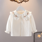 宝宝春装 儿童春秋白色公主娃娃领打底衫 上衣婴儿衣服 长袖 女童衬衫