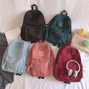 ins书包女韩版 校园初高中学生简约百搭森女复古旅行双肩包上学包