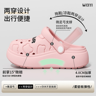 厚底增高洞洞鞋女款夏季可外穿2026新款海边沙滩防滑踩屎感凉拖鞋
