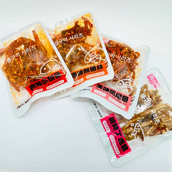 海小闲 香辣鳗鱼丝小银鱼丁香鱼凤尾鱼海味零食独立包装南宁特产