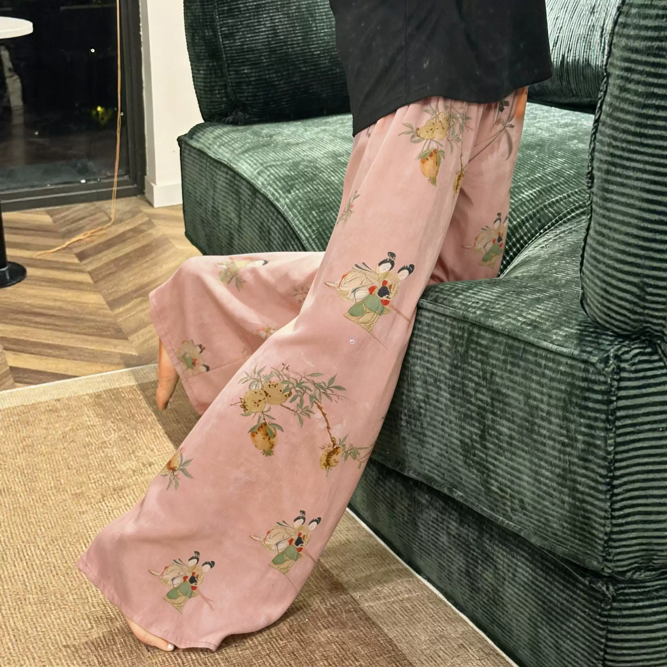 轻薄遛弯裤休闲裤女长裤夏季棉绸裤子小个子阔腿裤防蚊裤绵绸裤