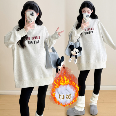 秋冬新款孕妇装加绒保暖卫衣