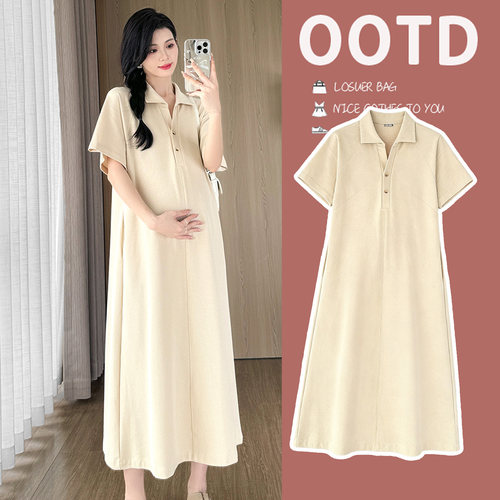 孕妇夏季款短袖Polo裙T恤连衣裙