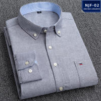 Paul's oversized long-sleeved shirt, made of pure cotton Oxford fabric, is a middle-aged loose and casual plus-size all-cotton checkered shirt thumbnail 2