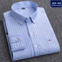 Paul's oversized long-sleeved shirt, made of pure cotton Oxford fabric, is a middle-aged loose and casual plus-size all-cotton checkered shirt thumbnail 7