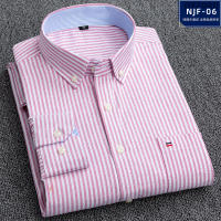 Paul's oversized long-sleeved shirt, made of pure cotton Oxford fabric, is a middle-aged loose and casual plus-size all-cotton checkered shirt thumbnail 5