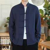 衬衫 盘扣唐装 复古休闲大码 居士服长袖 清仓中式 中国风男装 秋季