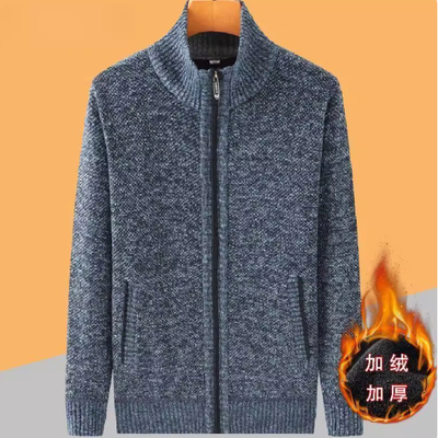 反季特价清仓处理纯棉针织开衫男春秋中老年休闲毛衣爸爸加厚外套