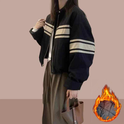 韩系夹棉加厚外套女2025新款爆款秋冬季小个子休闲宽松运动棒球服