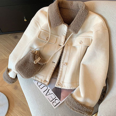 秋冬爆款加厚羊羔绒短外套女2025新款时尚百搭小个子皮毛一体上衣