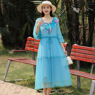 真丝连衣裙女2025年新款 收腰显瘦茶歇海边度假气质长裙 时尚 年轻款
