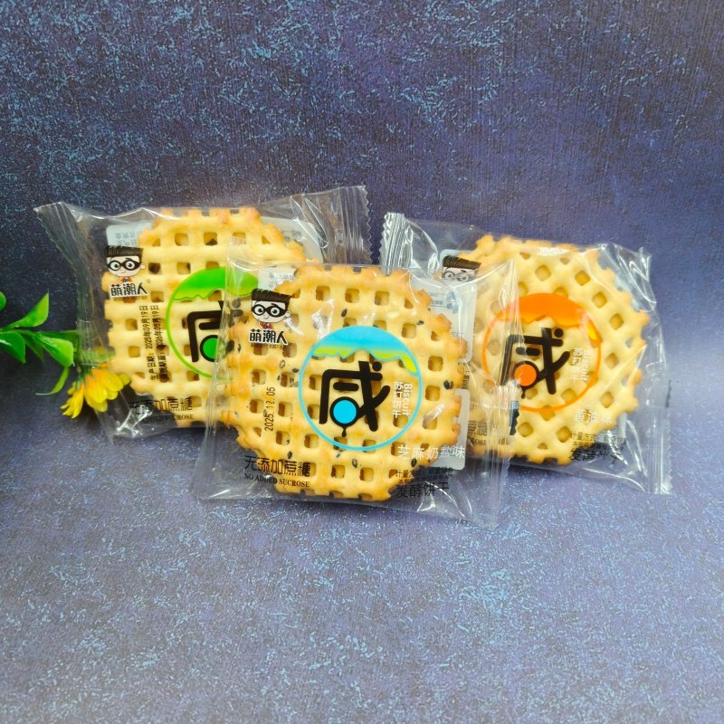 萌潮人咸苏打饼干香葱黄油味芝麻奶盐味小包装1000g早餐下午茶