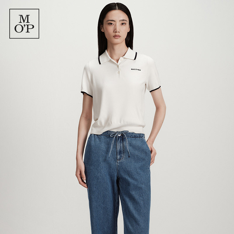 Marc O'Polo/MOP2026春季新款时尚撞色显瘦polo衫女装毛织短袖T恤,女装/女士精品,POLO衫,淘宝优惠券,粉丝福利购,淘宝优惠卷