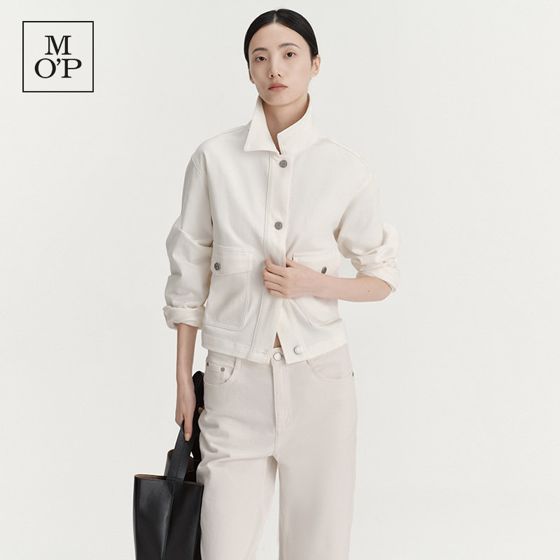 Marc O'Polo/MOP2026秋新款简约时尚工装短款白色牛仔外套女夹克