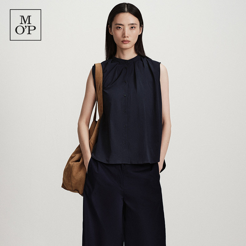 Marc O'Polo/MOP2026夏季新款气质高级设计感圆领无袖衬衫女上衣