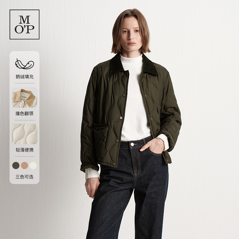 MOP巴恩风灯芯绒轻盈鹅绒羽绒服