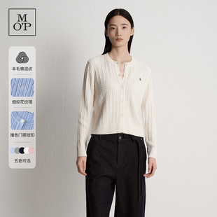 Marc O'Polo/MOP2025秋新品绵羊毛女士针织开衫长袖毛织套头衫