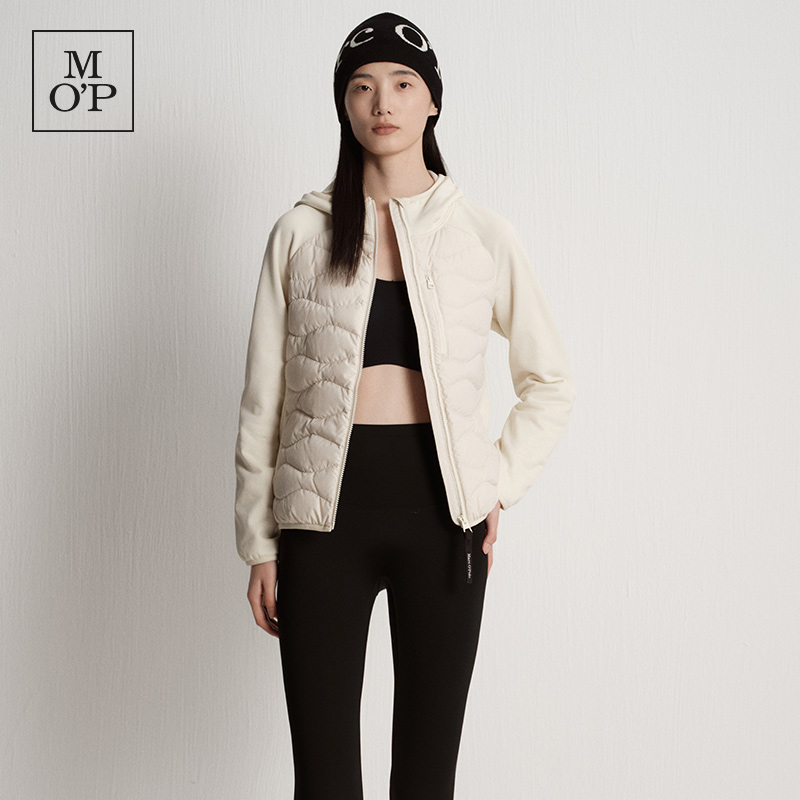 Marc O'Polo/MOP2025冬新款简约针织拼接连帽巨好看轻薄羽绒服女