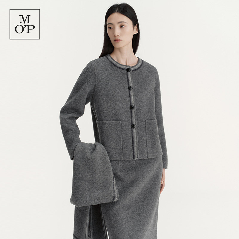 Marc O'Polo26冬新款含桑蚕丝骆驼绒高级设计显瘦毛呢大衣外套女