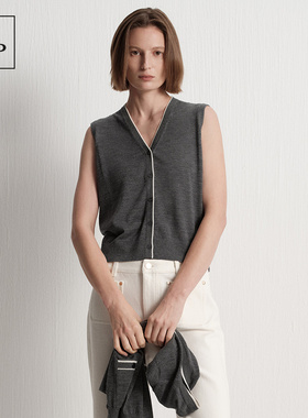 Marc O'Polo/MOP2025秋季新款100%绵羊毛时尚V领可机洗毛织背心女