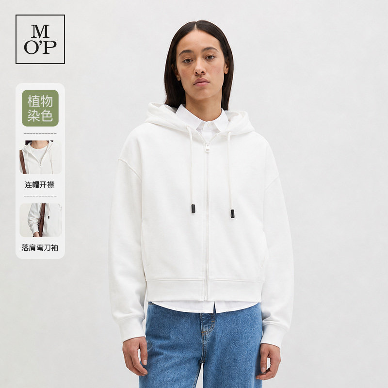 MOP简约连帽宽松开衫卫衣外套女