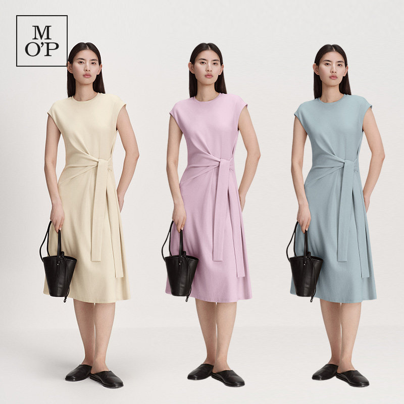 Marc O'Polo/MOP2026夏季新款纽结设计感高级收腰显瘦连衣裙子女