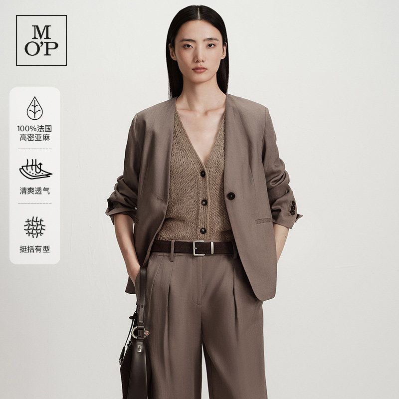 【高密亚麻】Marc O'Polo2026夏季新款一粒扣立体裁剪西装外套女