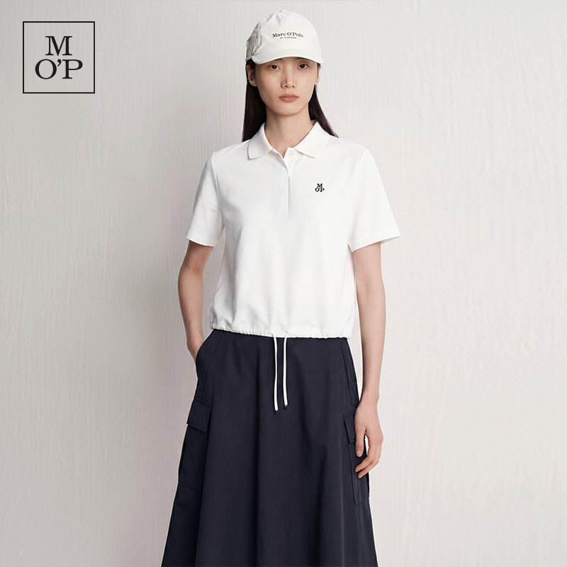 Marc O'Polo/MOP2026夏季新款时尚翻领刺绣logo白色短袖POLO衫女