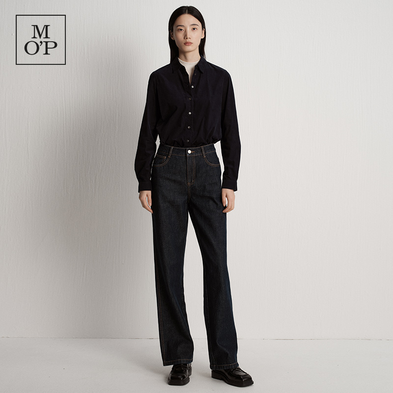 Marc O'Polo/MOP2025冬季新款原色高级显瘦牛仔小直筒牛仔裤女士
