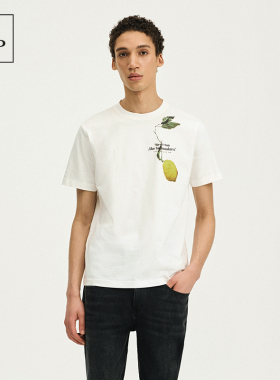 Marc O'Polo/MOP 春夏新款休闲果蔬印花宽松圆领纯棉短袖T恤衫男