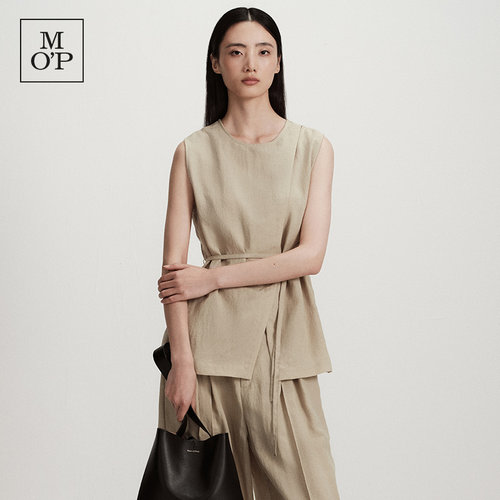 MOP莱赛尔气质无袖设计感上衣女