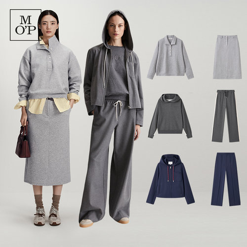 MOP短款小翻领设计卫衣外套女