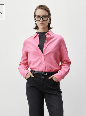 Marc O'Polo/MOP冬季新款高级轻奢时尚素色棉磨毛长袖衬衫女上衣