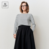 圆领纯棉条纹长袖 Marc T恤女气质百搭上衣 MOP25春秋季 新款 Polo
