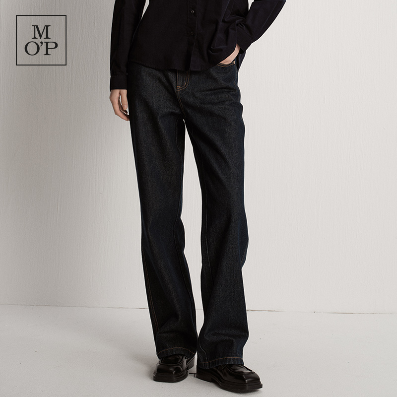Marc O'Polo/MOP2025冬季新款原色高级显瘦牛仔小直筒牛仔裤女士