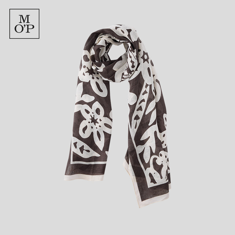 MarcO'Polo/MOP2026春季100%亚麻印花围巾丝巾女士