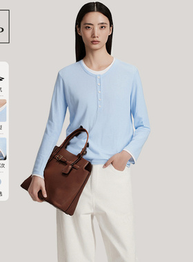 Marc O'Polo/MOP2026春季新款撞色边假两件长袖T恤