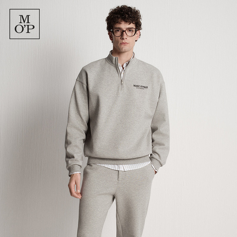 Marc O'Polo/MOP2025秋季新款索罗娜棉混纺立领半开襟套头卫衣男