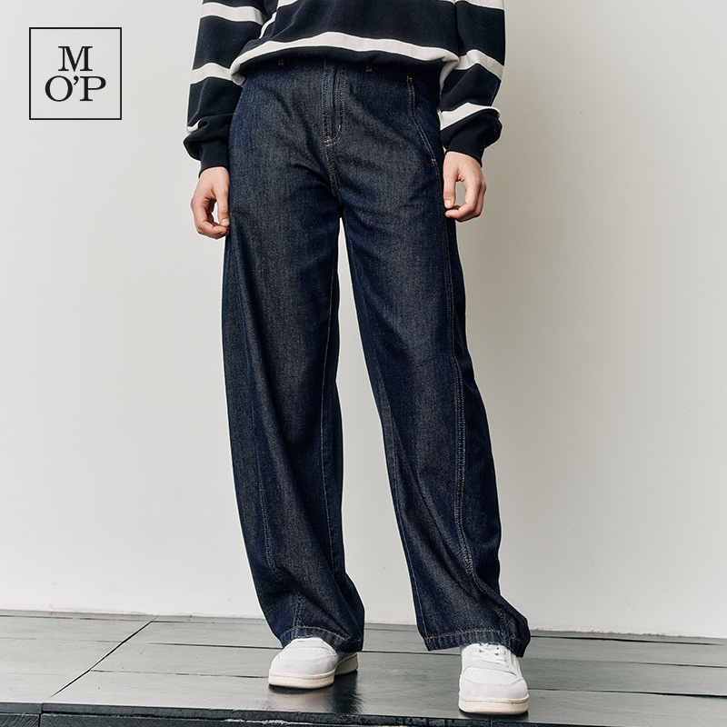 MOP垂感宽松阔腿牛仔裤