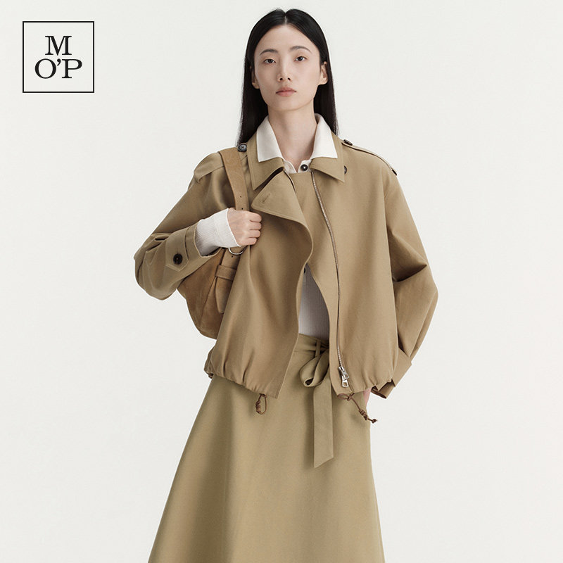 Marc O'Polo/MOP2026冬季新款设计感短外套复古翻领风衣夹克女装