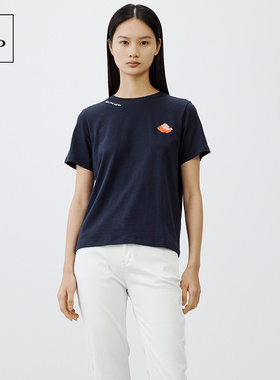 Marc O'Polo/MOP【品牌经典系列】环保棉刺绣花纹圆领女士短袖T恤