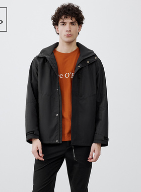 Marc O'Polo/MOP【奥莱翻单】黑色连帽登山夹克宽松短款外套男士