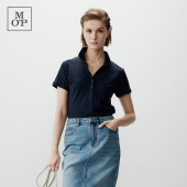 短袖 Polo Marc MOP2025春夏新款 莱卡纤维翻领修身 Polo衫 女上衣